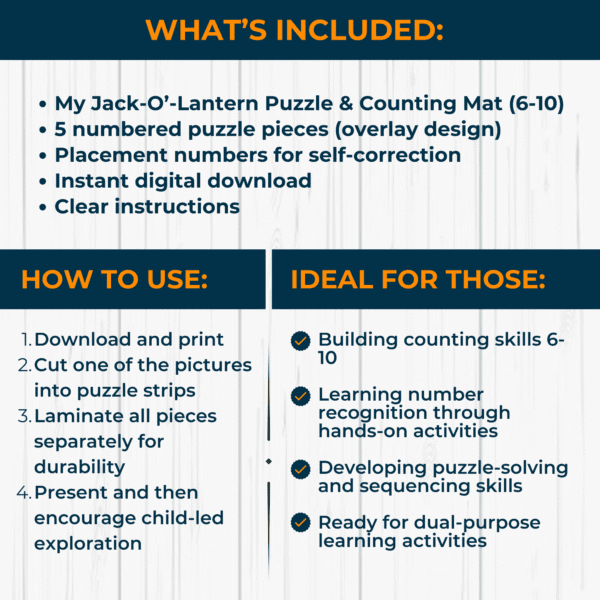 My Jack-O'-Lantern Puzzle & Counting Mat - Image 2