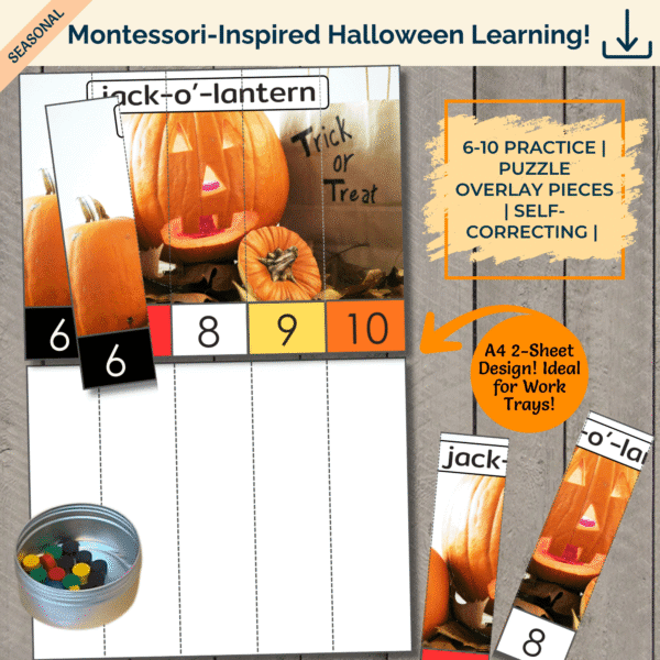 My Jack-O'-Lantern Puzzle & Counting Mat