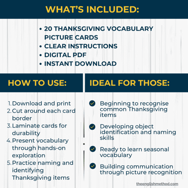 Thanksgiving Vocabulary Picture Cards - Image 2