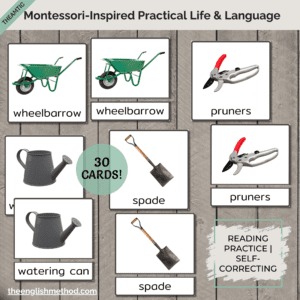 Garden Tools 3-Part Cards