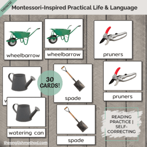 Garden Tools 3-Part Cards