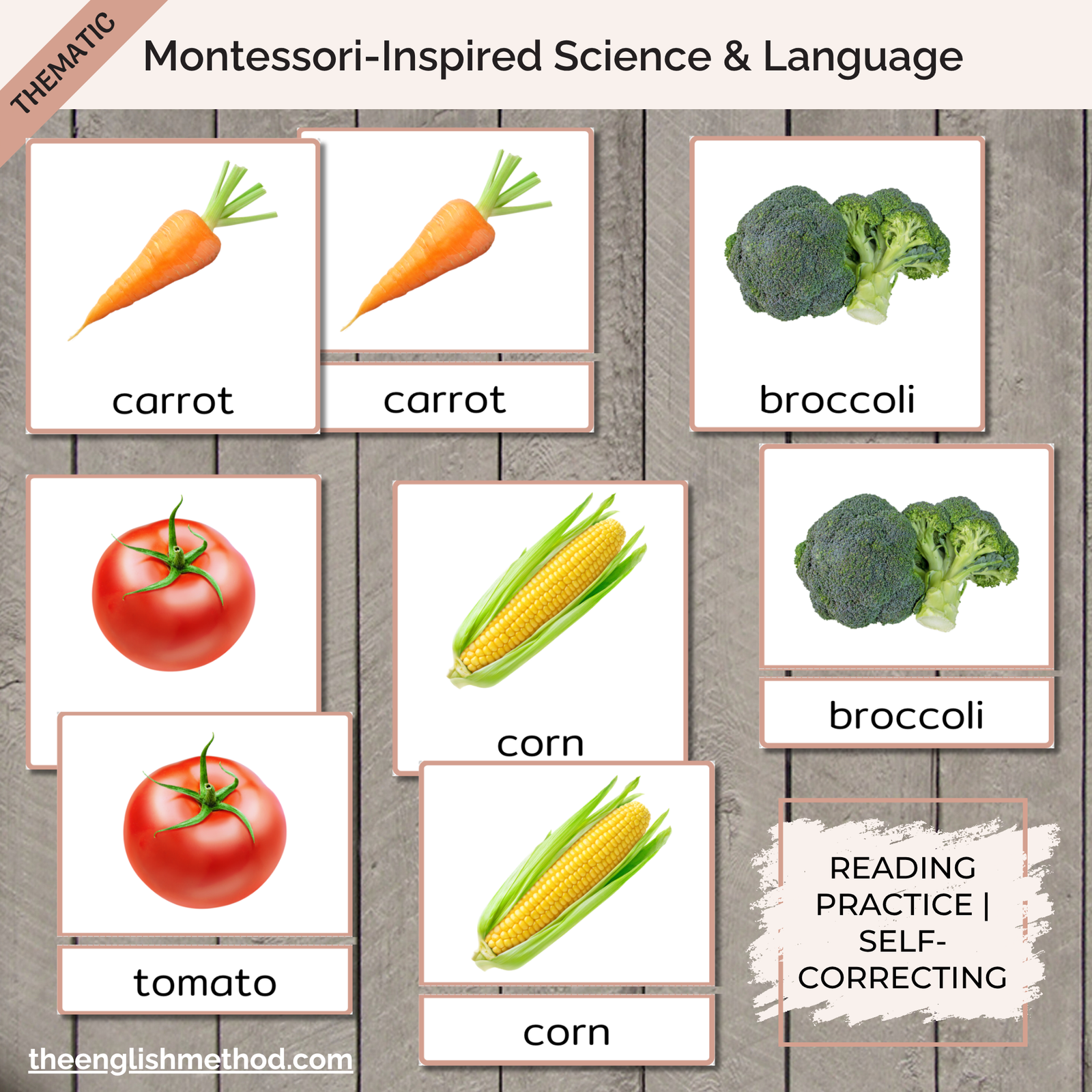 Vegetables 3-Part Cards