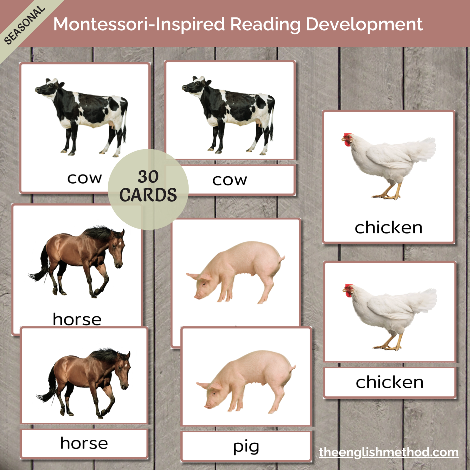 Farm Animals 3-Part Cards